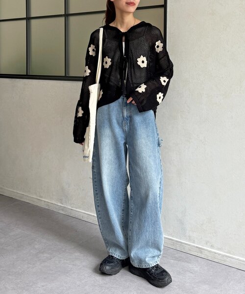 CPCM(シーピーシーエム)の「メッシュ花柄ジャガードパーカー(ニット/セーター・レディース・アイボリー/ブラック/ブラウン・FREE)」の19枚目の写真