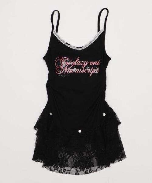 dispark(ディスパーク)の「DISPARK/レース切替ロゴキャミワンピ(キャミソール・レディース・ブラック/ホワイト・FREE)」の11枚目の写真