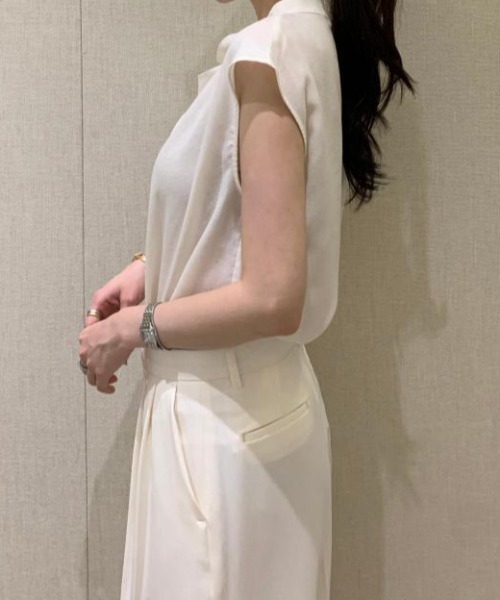FAVORITO（ファヴォリート）の「ドレープネック×リボンタイ ノースリーブブラウス（その他トップス・レディース・ブラック/ピンク/ホワイト・F）」の6枚目の写真