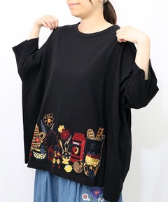 ヨウジヤマモト 東信 花と女プリント ロング丈長袖シャツ ブランド古着】東信 花と女プリントレーヨンロング丈長袖シャツ