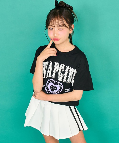 ANAP GｉRL（アナップガール）の「サイドラインツイルプリーツスカート 【キッズお揃い】（スカート・キッズ・ブラック/ホワイト/ベージュ・XS/S/M）」の10枚目の写真