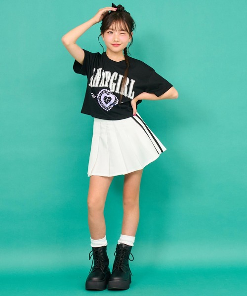 ANAP GｉRL（アナップガール）の「サイドラインツイルプリーツスカート 【キッズお揃い】（スカート・キッズ・ブラック/ホワイト/ベージュ・XS/S/M）」の11枚目の写真