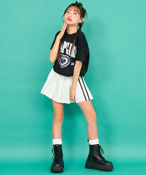 サイドラインツイルプリーツスカート 【キッズお揃い