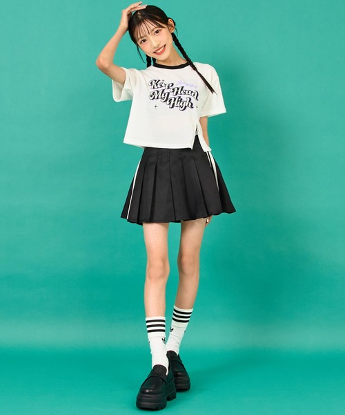 ANAP GｉRL（アナップガール）の「サイドラインツイルプリーツスカート 【キッズお揃い】（スカート・キッズ・ブラック/ホワイト/ベージュ・XS/S/M）」の16枚目の写真