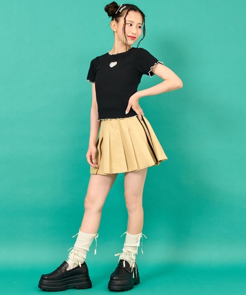 ANAP GｉRL（アナップガール）の「サイドラインツイルプリーツスカート 【キッズお揃い】（スカート・キッズ・ブラック/ホワイト/ベージュ・XS/S/M）」の6枚目の写真