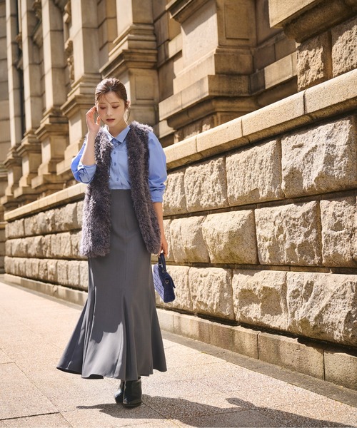 PROPORTION BODY DRESSING(プロポーションボディドレッシング)の「バックレースアップマーメイドスカート / 1215220805(スカート・レディース・グリーン/ブラウン/ダークグレー・P/S/MEDIUM/SMALL)」の2枚目の写真