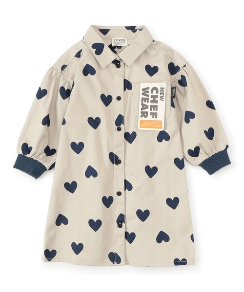 F.O.KIDS(エフオーキッズ)の「【リンク/ジュニア対応】Girls シェフワンピース(シャツワンピース・キッズ・チャコール/チェック/インディゴブルー/キナリ・80/90/100/110/120/130/140)」の1枚目の写真