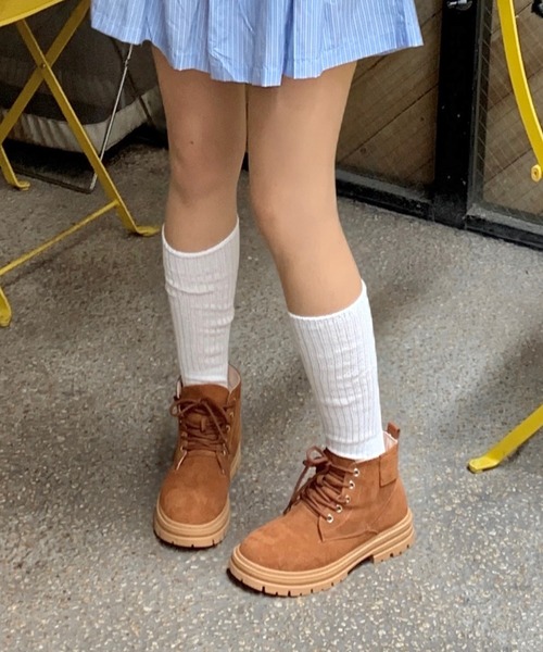 Teem Store（チームストア）の「【裏ボア】タグデザインフラットフェイクムートンショートブーツ（ブーツ・レディース・ブラウン/ベージュ・S/M/L）」の8枚目の写真
