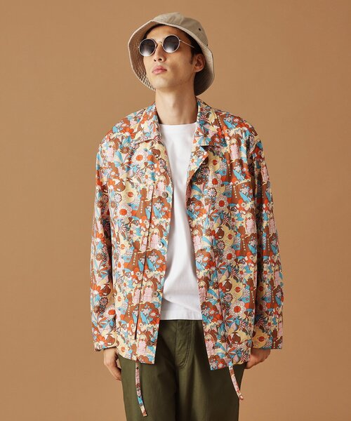 40ｃｔ＆525（フォーティーカラッツアンドゴーニーゴ）の「【Sサイズ～】ビリケンプリントシャツ地コーチジャケット（ブルゾン・メンズ・ダークブラウン系/ホワイト系1・01/02/03/04）」の2枚目の写真