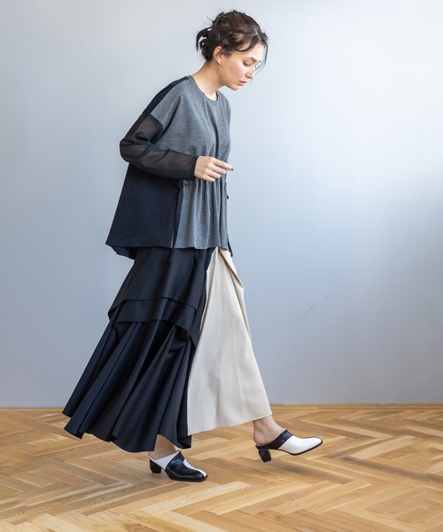 OSMOSIS（オズモーシス）の「バイカラー切替タックスカート（スカート・レディース・ネイビー/ブラック/グレイッシュベージュ・ONE SIZE）」の14枚目の写真