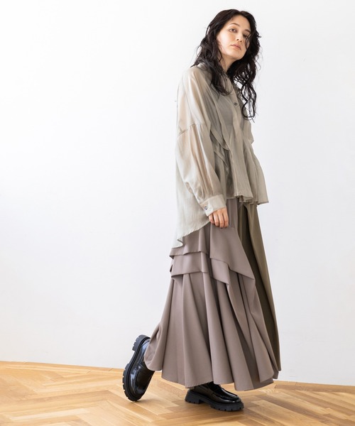 OSMOSIS（オズモーシス）の「バイカラー切替タックスカート（スカート・レディース・ネイビー/ブラック/グレイッシュベージュ・ONE SIZE）」の19枚目の写真