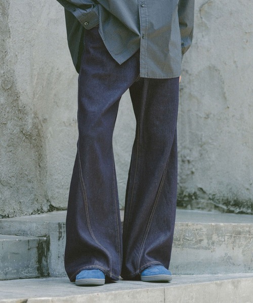 RAGEBLUE（レイジブルー）の「DENIM CURVE FLARE PANTS / デニムカーブフレアパンツ（デニムパンツ・メンズ・ネイビー/ブラック・MEDIUM/SMALL/LARGE）」の15枚目の写真