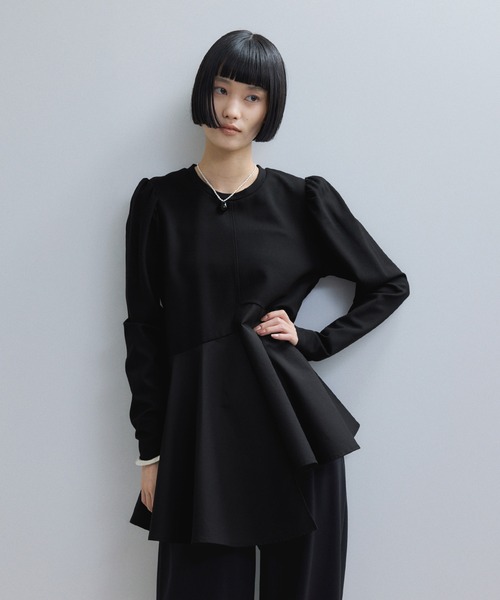 ADAM ET ROPE' 今季25SS フリルペプラムロングスリーブカットソー WEB限定】・【オケージョン】フリルペプラムロングスリーブ