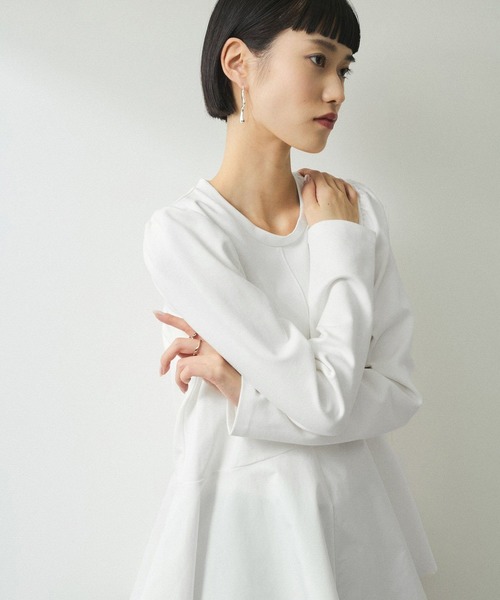 ADAM ET ROPE アダムエロペ　フリルペプラムカットソー ホワイト　白 アダム エ ロペ ADAM ET ROPE' 【再入荷・WEB限定・洗える