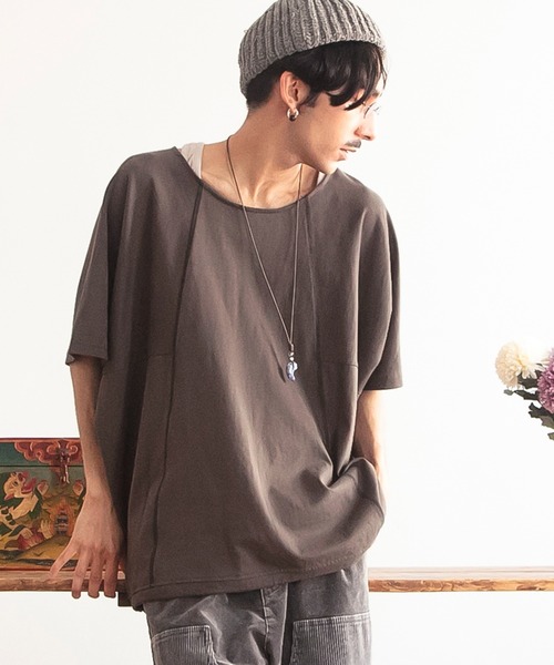 チャイハネ（チャイハネ）の「【チャイハネ】ドルマンスリーブMEN'Sトップス＆タンクトップ2点セット（アンサンブル・メンズ・ベージュ/オレンジ/ホワイト/ブラック・FREE）」の3枚目の写真