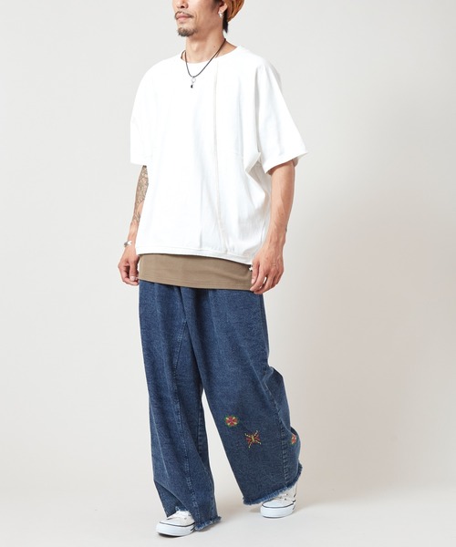 チャイハネ（チャイハネ）の「【チャイハネ】ドルマンスリーブMEN'Sトップス＆タンクトップ2点セット（アンサンブル・メンズ・ベージュ/オレンジ/ホワイト/ブラック・FREE）」の5枚目の写真