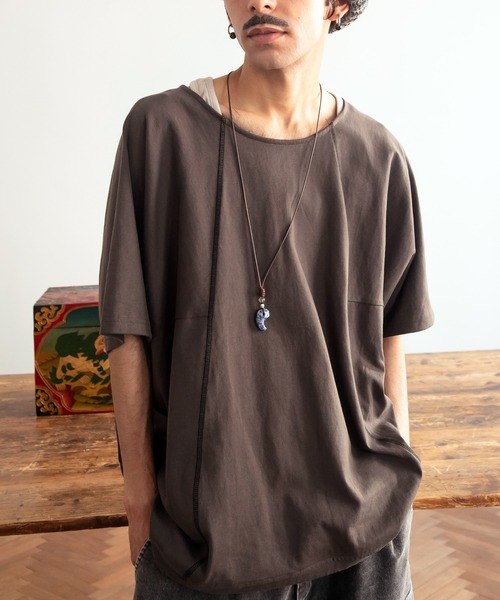 チャイハネ（チャイハネ）の「【チャイハネ】ドルマンスリーブMEN'Sトップス＆タンクトップ2点セット（アンサンブル・メンズ・ベージュ/オレンジ/ホワイト/ブラック・FREE）」の7枚目の写真