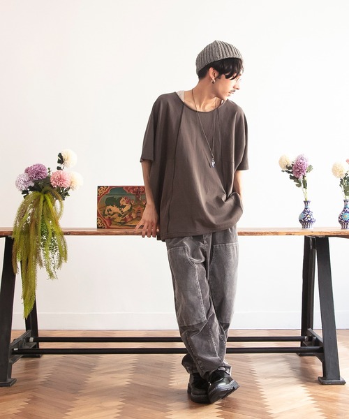 チャイハネ（チャイハネ）の「【チャイハネ】ドルマンスリーブMEN'Sトップス＆タンクトップ2点セット（アンサンブル・メンズ・ベージュ/オレンジ/ホワイト/ブラック・FREE）」の10枚目の写真