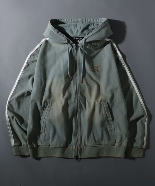 セール】Side Line Denim Hoodie/サイドライン ワンポイント刺繍