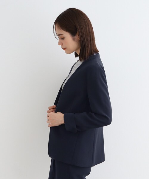 INDIVI洗えるウールスーツ上下黒超美品36 38 INDIVI スーツ 「定番スーツ／UVケア／接触冷感/洗える」ウール