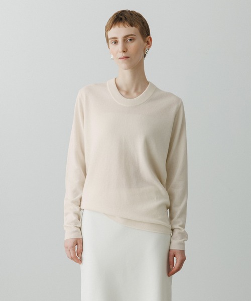 ADAM ET ROPE'（アダムエロペ）の「【EMOELLE】カシミヤニットプルオーバー（ニット/セーター・レディース・オフホワイト/グレー系その他/ライトグリーン・FREE）」の2枚目の写真