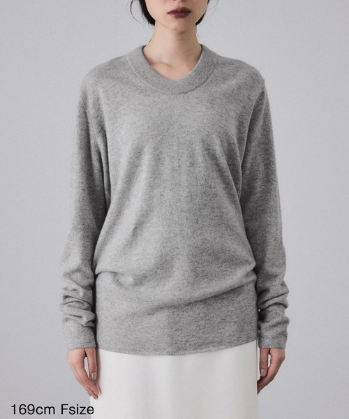 ADAM ET ROPE'（アダムエロペ）の「【EMOELLE】カシミヤニットプルオーバー（ニット/セーター・レディース・オフホワイト/グレー系その他/ライトグリーン・FREE）」の16枚目の写真