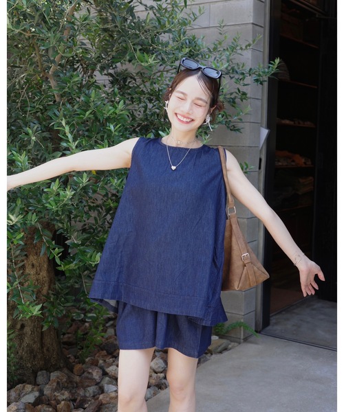 JUMELLE(ジュメロ)の「ライトデニムセットアップ(つなぎ/オールインワン・レディース・ネイビー・FREE)」の5枚目の写真