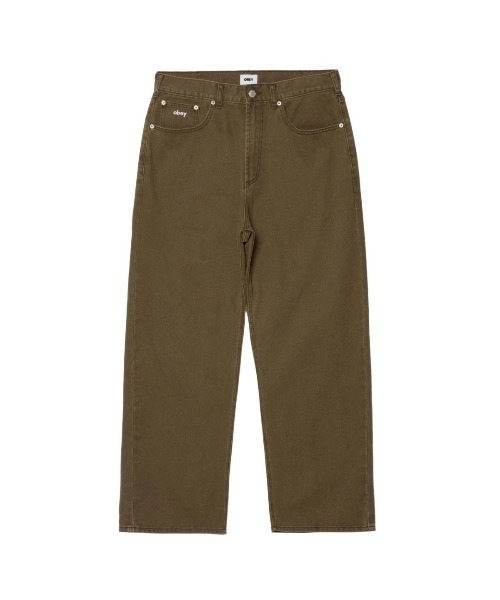 OBEY（オベイ）の「OBEY BIGWIG BAGGY DENIM（オベイ ビッグウィッグ バギー デニム）（デニムパンツ・メンズ・ブルー系/ブラウン系・34/32/30）」の2枚目の写真