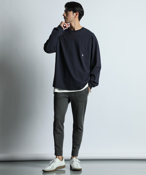 LANVIN en Bleu（ランバンオンブルー）の「ポンチ素材 ジャージ ストレッチ スマートジョガーパンツ（スウェットパンツ・メンズ・ブラック/チャコールグレー・46/52/50/48）」の5枚目の写真