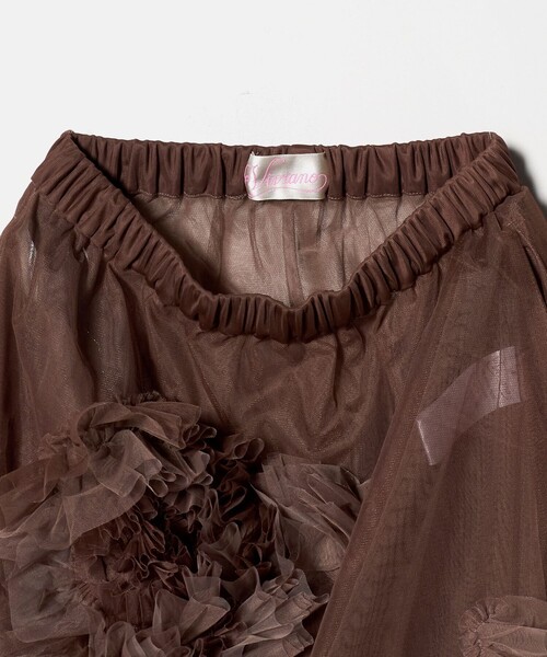VIVIANO（ヴィヴィアーノ）の「＜VIVIANO＞チュール フラワー スカート（スカート・レディース・ブラック/ブラウン系・FREE）」の6枚目の写真