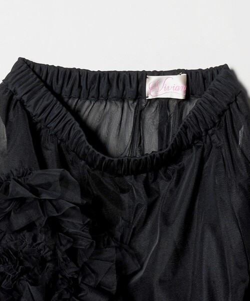 VIVIANO（ヴィヴィアーノ）の「＜VIVIANO＞チュール フラワー スカート（スカート・レディース・ブラック/ブラウン系・FREE）」の12枚目の写真