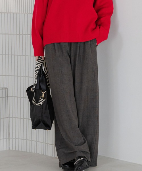 Elura（エルーラ）の「スリムウォームチェックワイドパンツ＜低身長サイズあり＞/591848（その他パンツ・レディース・チャコールグレー/ブラック×ホワイト・FREE(S)/LARGE/MEDIUM）」の2枚目の写真