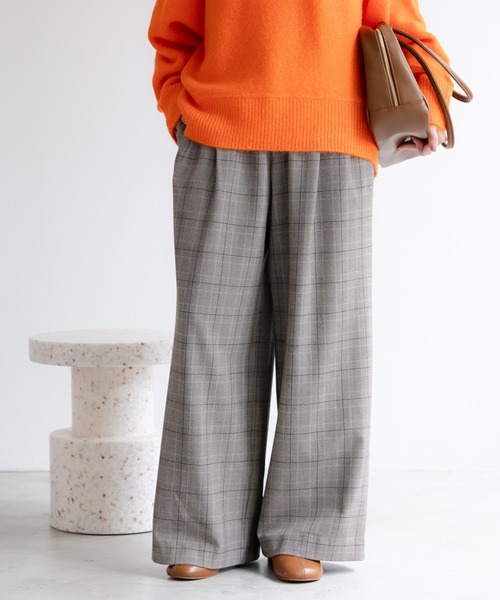 Elura（エルーラ）の「スリムウォームチェックワイドパンツ＜低身長サイズあり＞/591848（その他パンツ・レディース・チャコールグレー/ブラック×ホワイト・FREE(S)/LARGE/MEDIUM）」の3枚目の写真