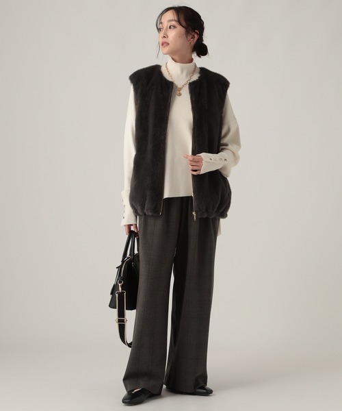 Elura（エルーラ）の「スリムウォームチェックワイドパンツ＜低身長サイズあり＞/591848（その他パンツ・レディース・チャコールグレー/ブラック×ホワイト・FREE(S)/LARGE/MEDIUM）」の9枚目の写真