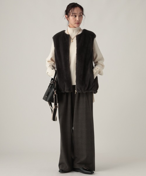 Elura（エルーラ）の「スリムウォームチェックワイドパンツ＜低身長サイズあり＞/591848（その他パンツ・レディース・チャコールグレー/ブラック×ホワイト・FREE(S)/LARGE/MEDIUM）」の10枚目の写真