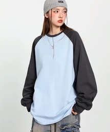 VIBGYOR | ラグラン オーバーサイズ ルーズロンT/韓国ストリート(CZ)(Tシャツ/カットソー)