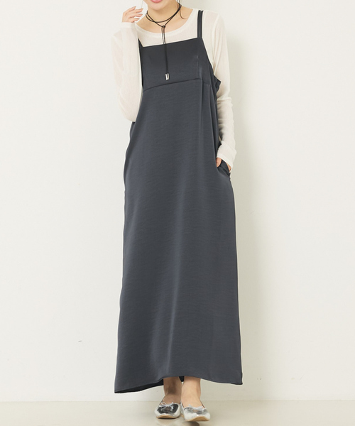 abahouse mavie（アバハウスマヴィ）の「ダブルストラップキャミワンピース（ワンピース・レディース・クリーム/チャコールグレー/その他1・36/38）」の2枚目の写真