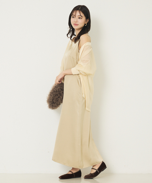 abahouse mavie（アバハウスマヴィ）の「ダブルストラップキャミワンピース（ワンピース・レディース・クリーム/チャコールグレー/その他1・36/38）」の5枚目の写真