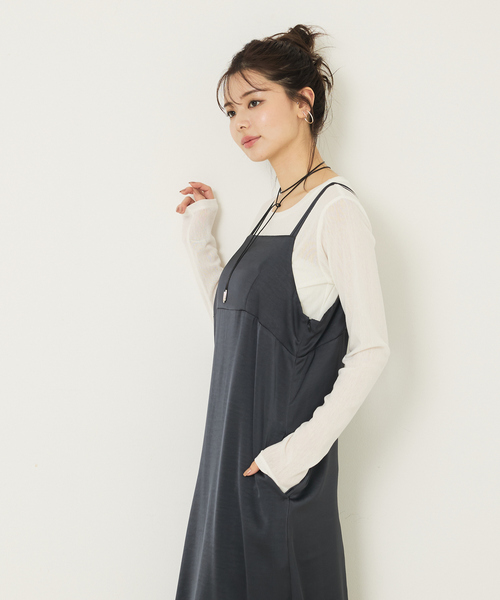 abahouse mavie（アバハウスマヴィ）の「ダブルストラップキャミワンピース（ワンピース・レディース・クリーム/チャコールグレー/その他1・36/38）」の13枚目の写真