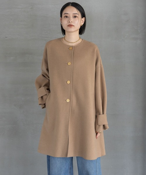 A part by（アパートバイ）の「カシープノーカラーコート（ノーカラーコート・レディース・ネイビー/ベージュ系その他/グレー・FREE）」の14枚目の写真