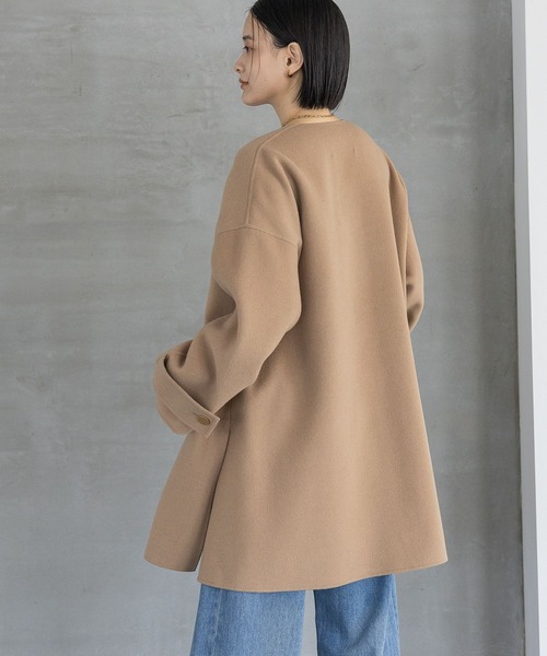 A part by（アパートバイ）の「カシープノーカラーコート（ノーカラーコート・レディース・ネイビー/ベージュ系その他/グレー・FREE）」の17枚目の写真