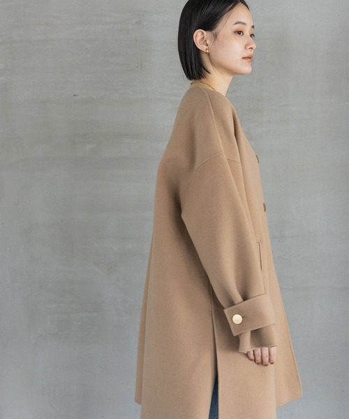 A part by（アパートバイ）の「カシープノーカラーコート（ノーカラーコート・レディース・ネイビー/ベージュ系その他/グレー・FREE）」の18枚目の写真