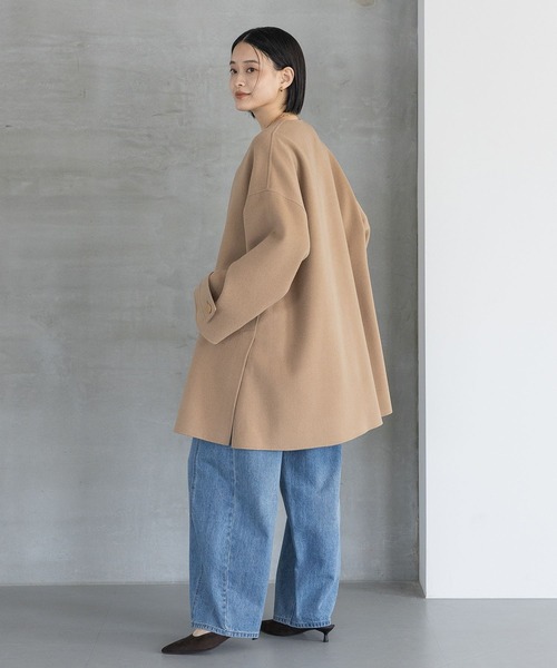 A part by(アパートバイ)の「カシープノーカラーコート(ノーカラーコート・レディース・ネイビー/ベージュ系その他/グレー/チェック・FREE)」の20枚目の写真