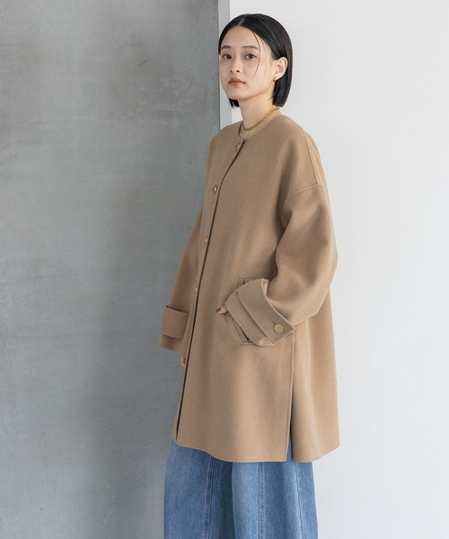 A part by(アパートバイ)の「カシープノーカラーコート(ノーカラーコート・レディース・ネイビー/ベージュ系その他/グレー/チェック・FREE)」の19枚目の写真