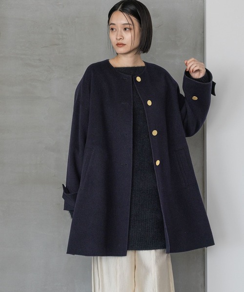 A part by(アパートバイ)の「カシープノーカラーコート(ノーカラーコート・レディース・ネイビー/ベージュ系その他/グレー/チェック・FREE)」の11枚目の写真