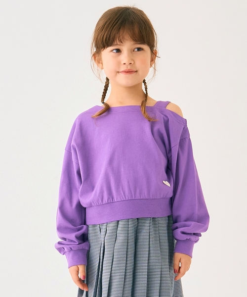 minimal（ミニマル）の「肩あきＴシャツ（Tシャツ/カットソー・キッズ・パープル/ピンク/アイボリー・100cm/110cm/120cm/130cm/140cm/90cm）」の2枚目の写真