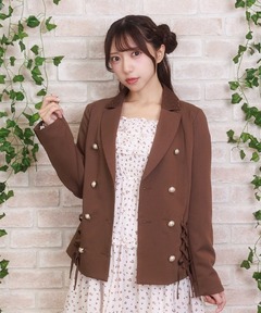 セール】ライトセミベジタブルレザー ノーカラージャケット（ノー