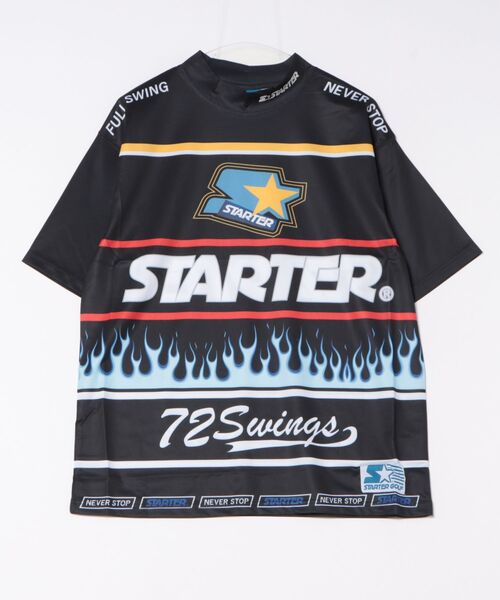 STARTER(スターター)の「/STARTER GOLF/スターターゴルフ ロゴファイヤーパターンモックネック半袖Tシャツ SG-123002(Tシャツ/カットソー・メンズ・ブラック/ピンク/ホワイト・L/XL/M)」の2枚目の写真