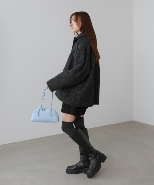 Bab（バブ）の「ヘリンボーンツイードカバーオールジャケット（その他アウター・レディース・チャコールグレー/ブラウン・M）」の4枚目の写真