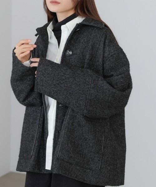 セール】ヘリンボーンツイードカバーオールジャケット（その他アウター